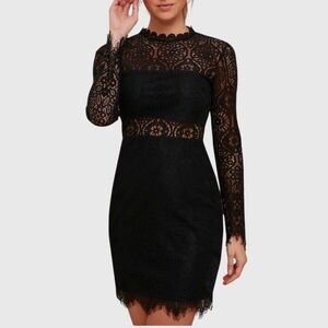 bebe | Dresses | Bebe Raquel Elegant Formal Social Longsleeve Openback  Black Lace Mini Dress | Poshmark